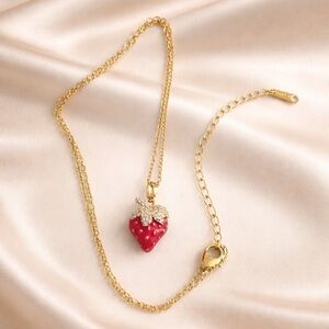 Red Strawberry Gold Necklace